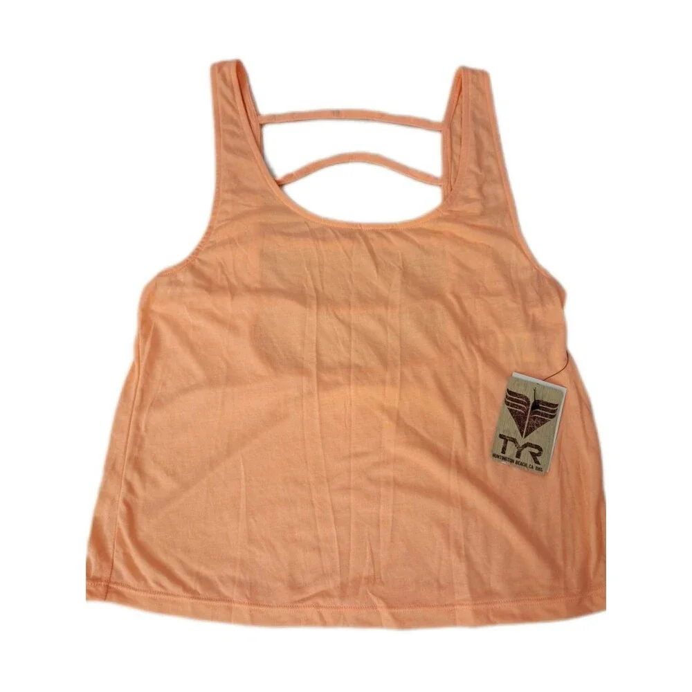 TYR Santomi Offwall Tank Swim Coverup Strappy Open Back Coral Women's S (4/6)